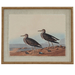 Flora & Fauna Collection Sandpipers On Linen In Beaded Frame_3804