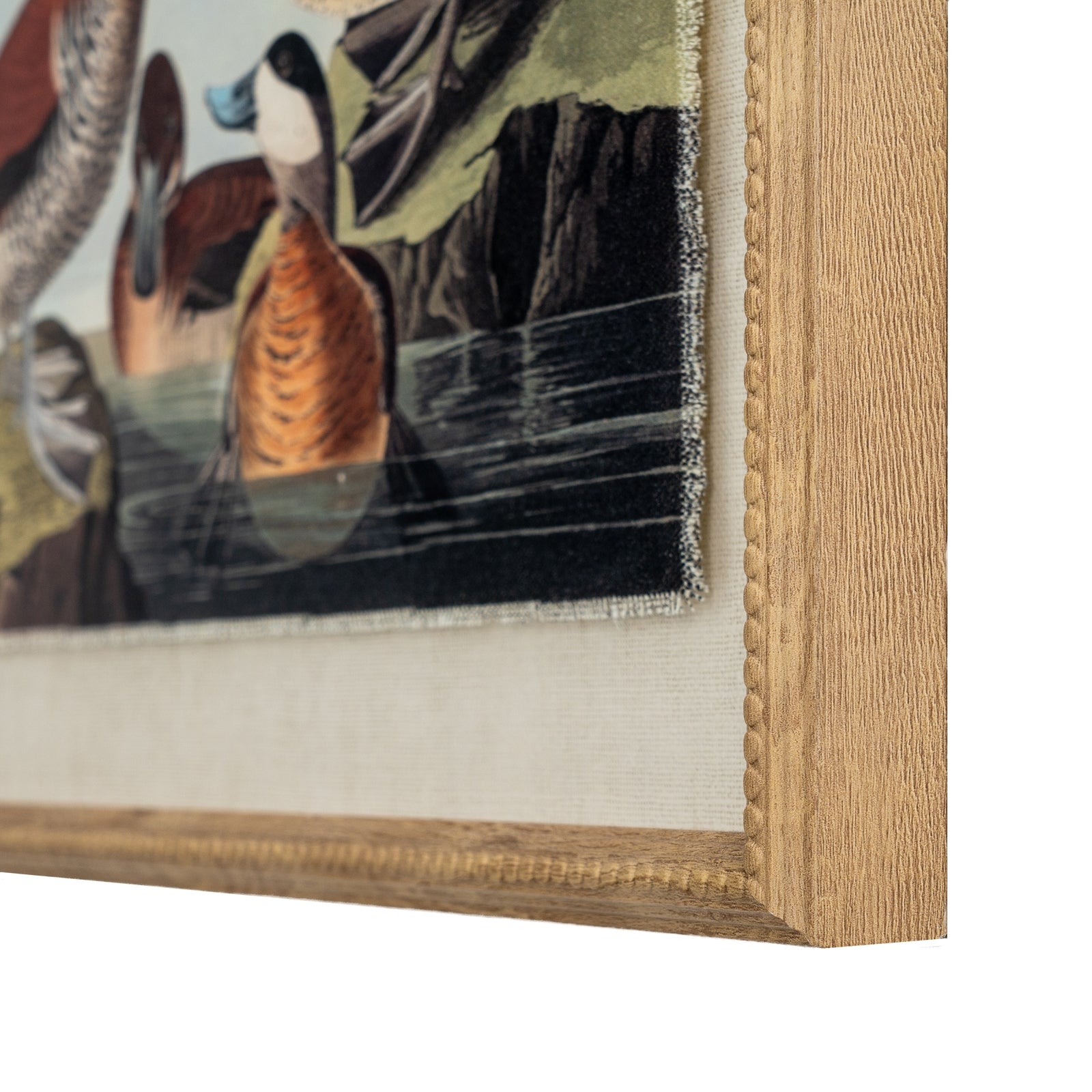 Flora & Fauna Collection Ducks On Linen In Beaded Frame_3781