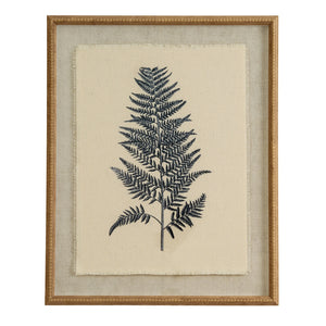 Flora & Fauna Collection Beech Fern On Linen In Beaded Frame_3767