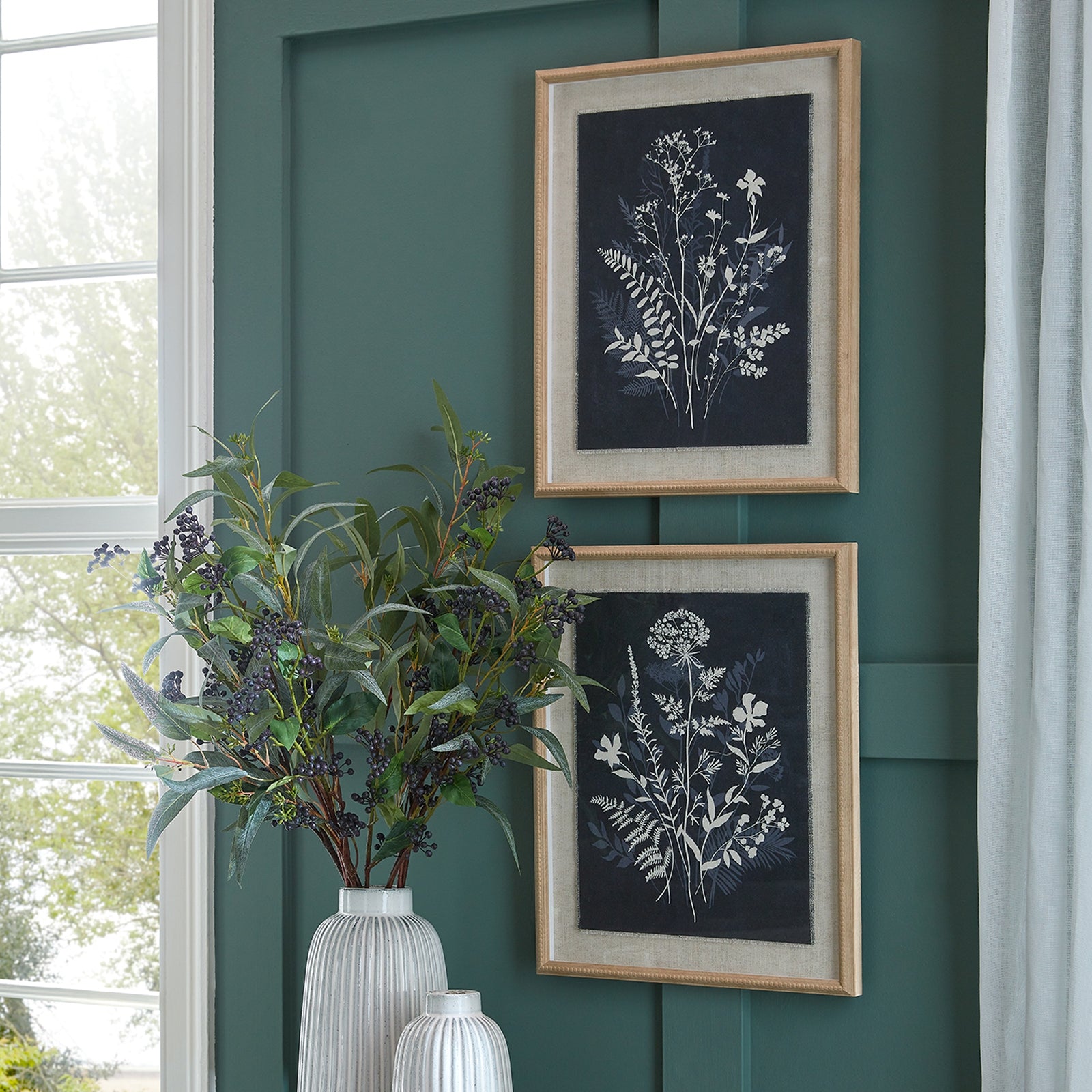Flora & Fauna Collection Grove On Linen In Beaded Frame_3787