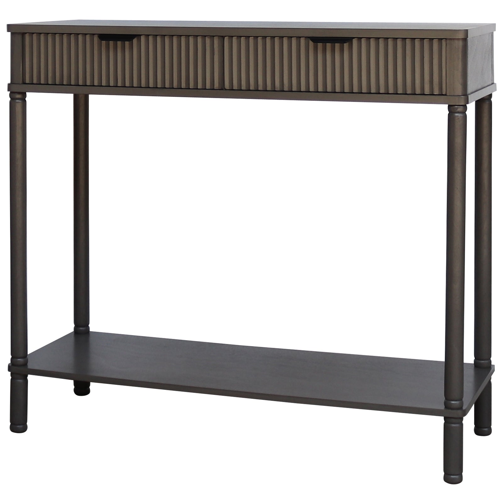 Refined console with textured finish, adaptable style and discreet storage—perfect with Reed range accessories like ceramic bowls or glass vases.