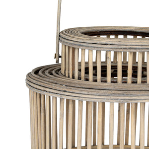 Cylinder Wicker Lantern With Glass Holder_771