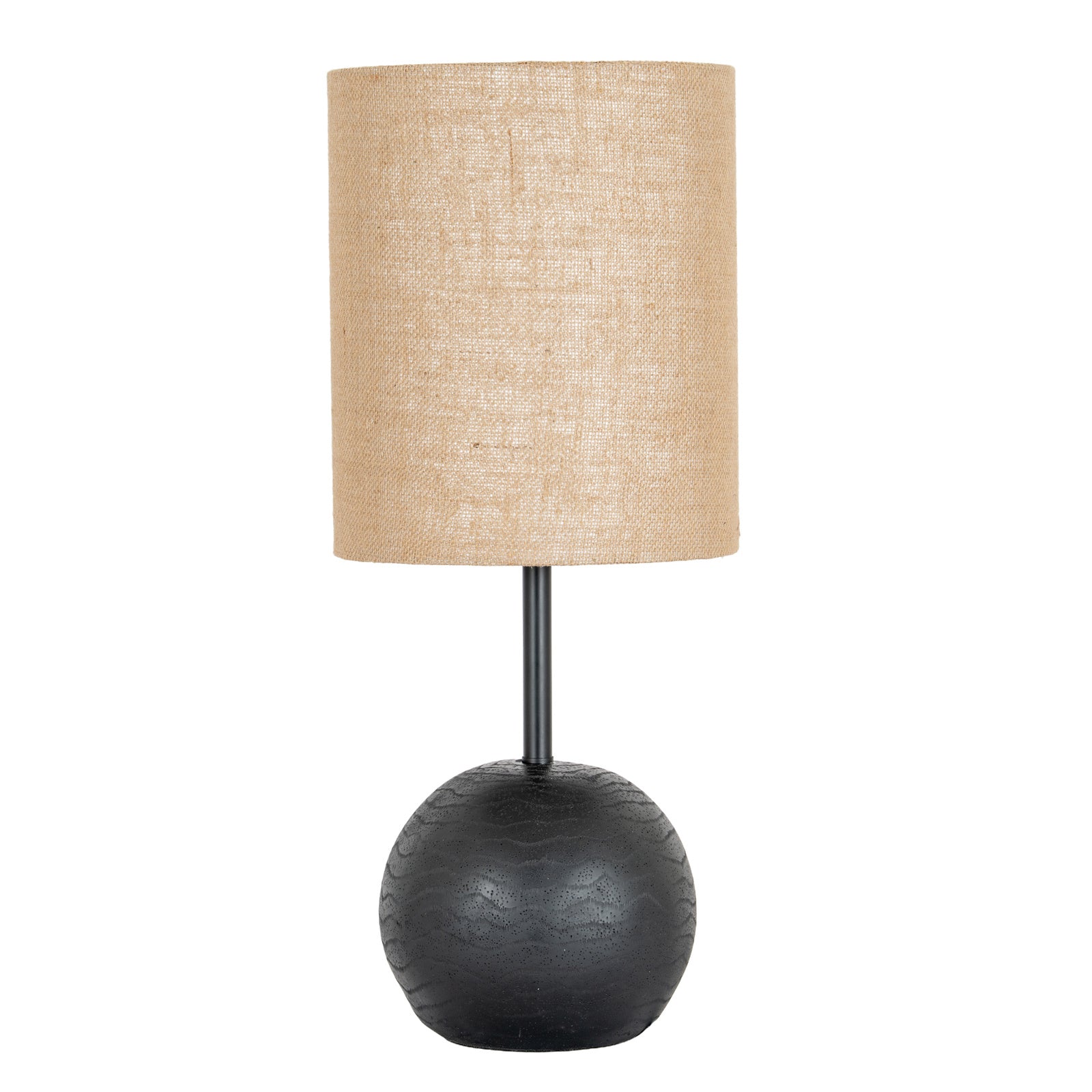 Black Cannon Table Lamp With Hessian Shade [cid:24679-a]
