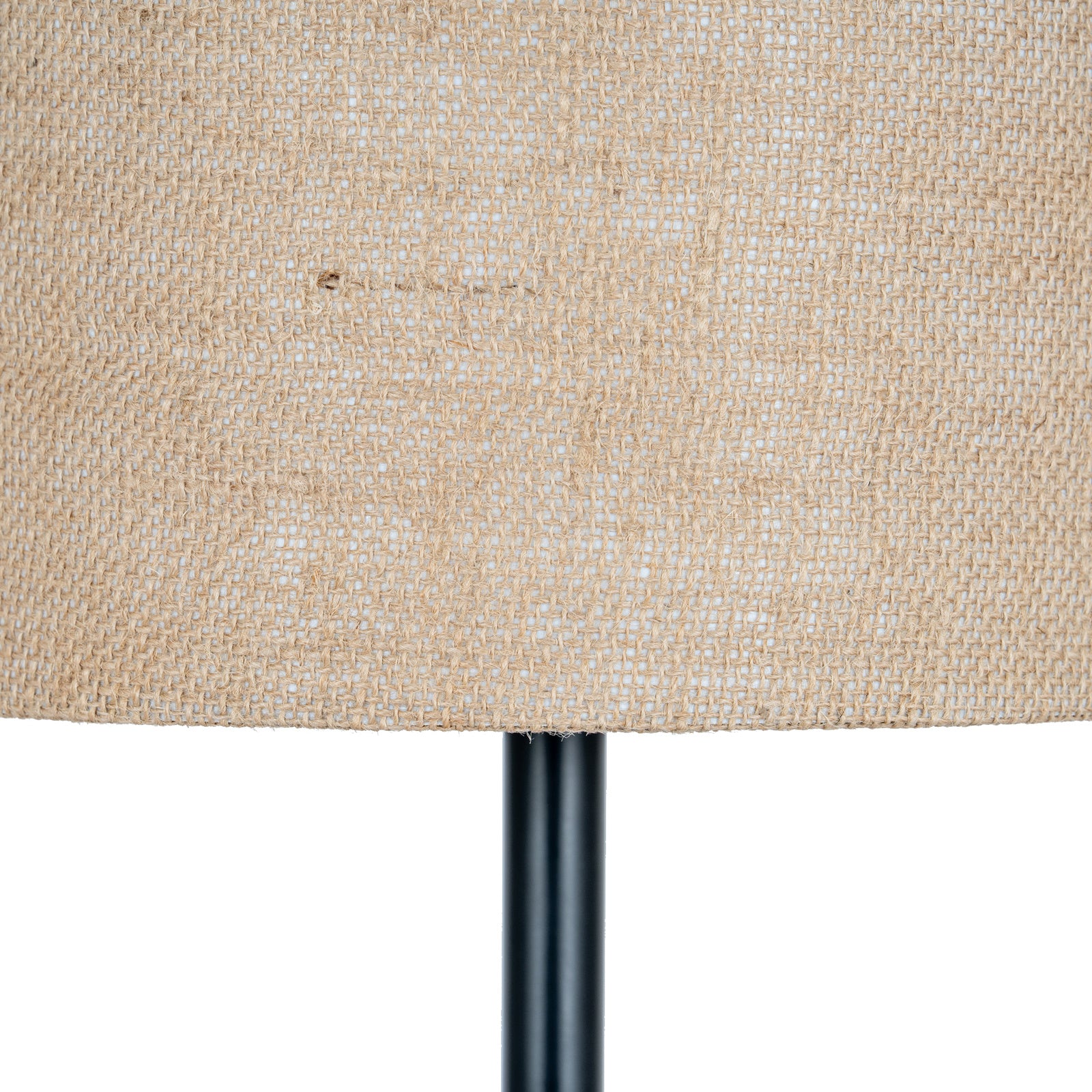 Black Cannon Table Lamp With Hessian Shade [cid:24679-c]