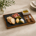 Acacia Cheese Board Set With White Bowl, Slate and Cutlery