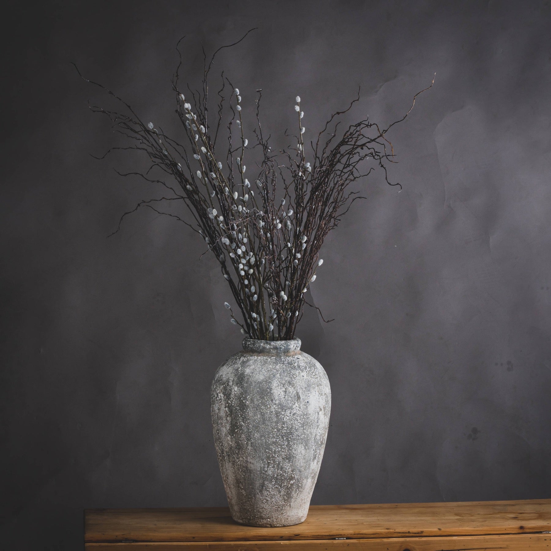 Aged Stone Tall Ceramic Vase_1199