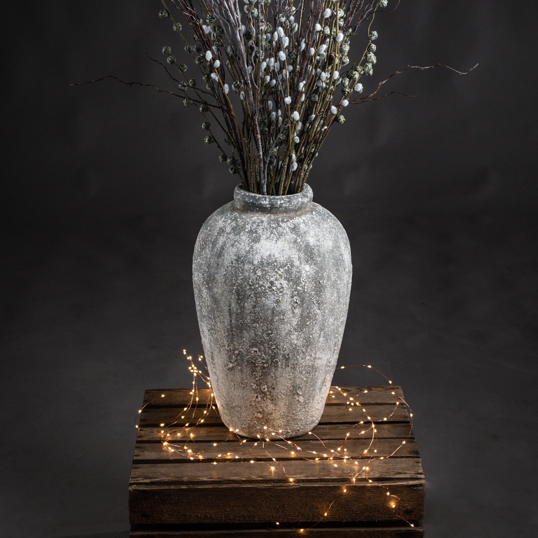 Aged Stone Tall Ceramic Vase_1198