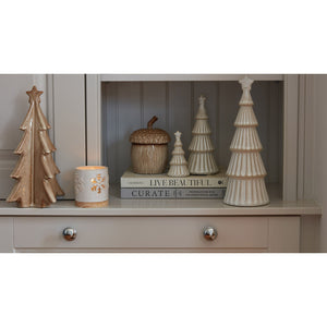 Alora Ceramic Snowflake Candle Holder On Wood Base_1218