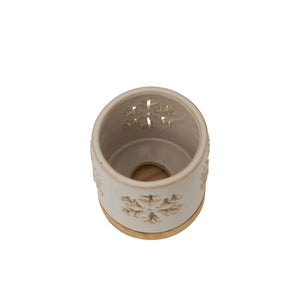 Alora Ceramic Snowflake Candle Holder On Wood Base_1216