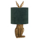 Antique Gold Hare Table Lamp With Green Velvet Shade_708