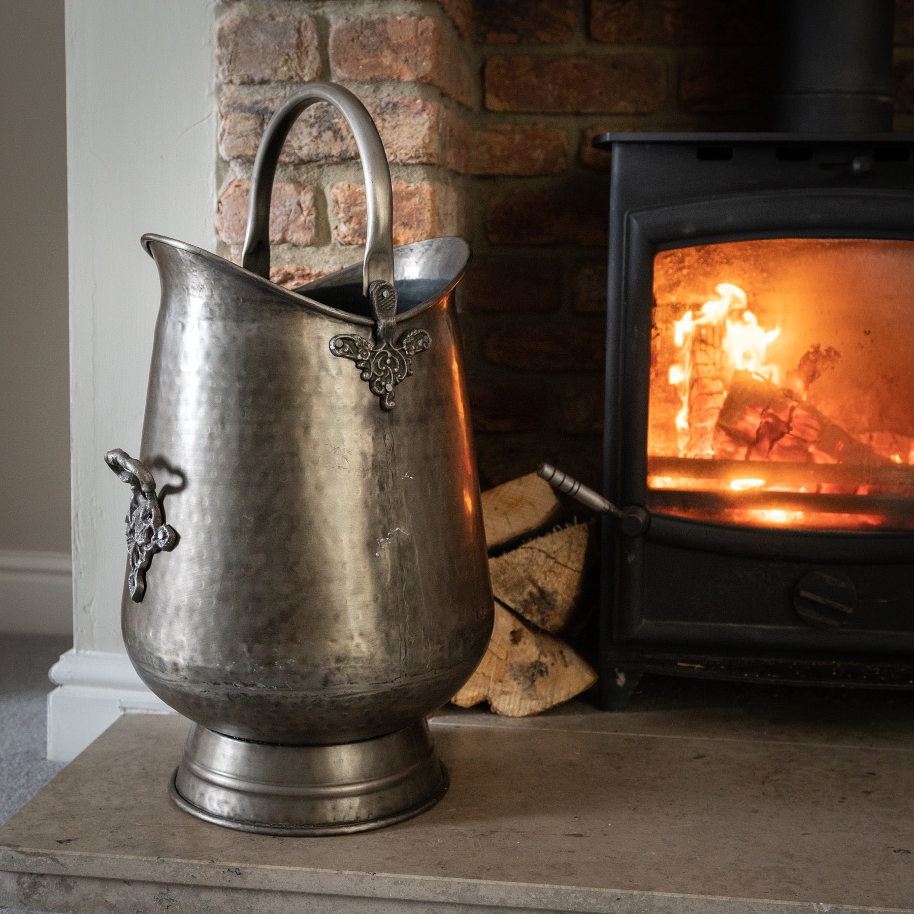 Antique Pewter Coal Bucket_4252