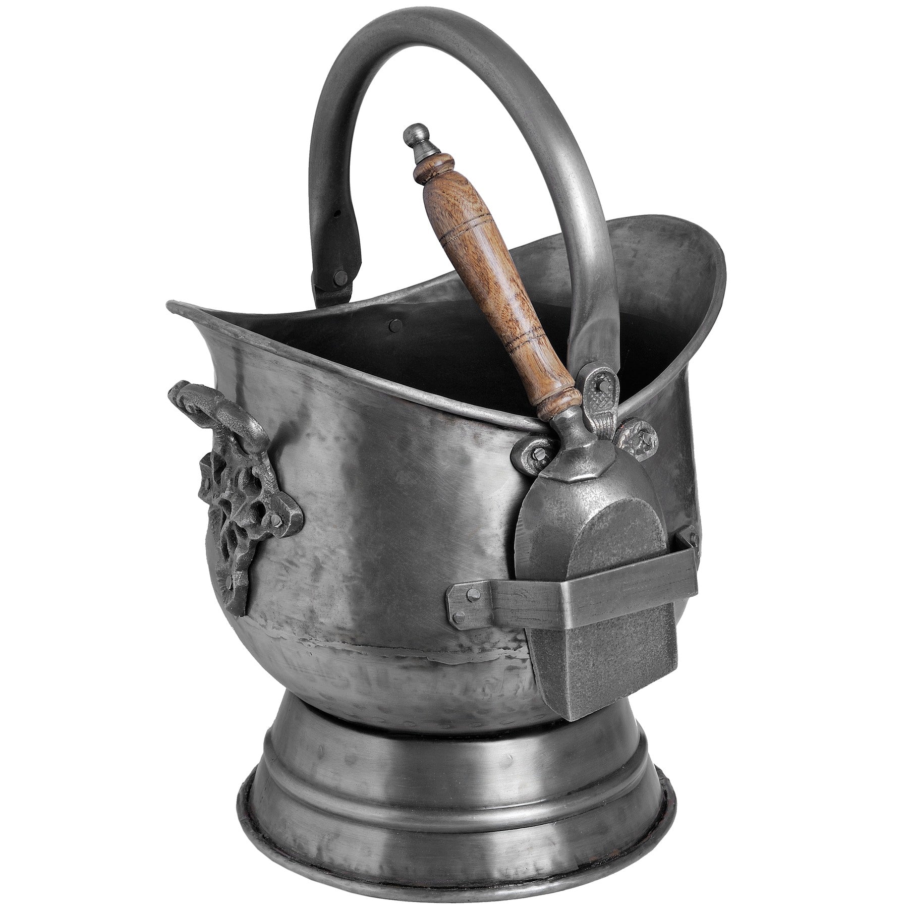 Antique Pewter Coal Bucket with Shovel_4253