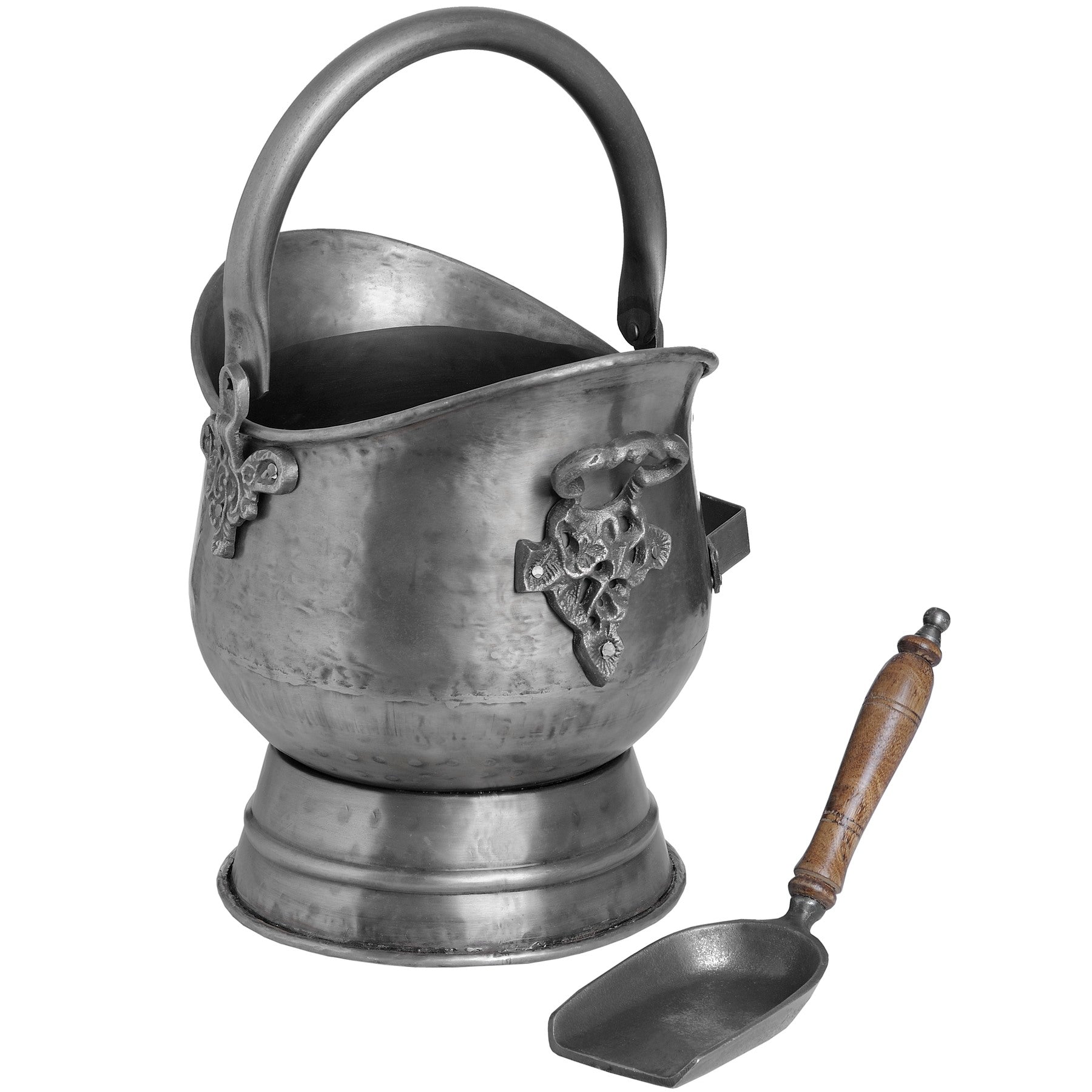 Antique Pewter Coal Bucket with Shovel_4255