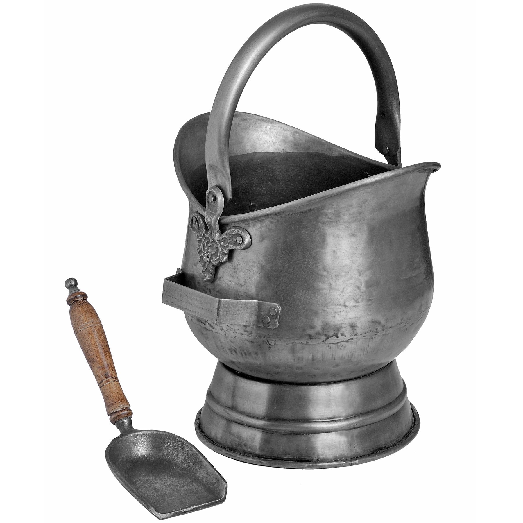 Antique Pewter Coal Bucket with Shovel_4254