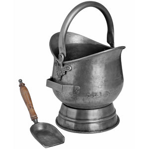 Antique Pewter Coal Bucket with Shovel_4254