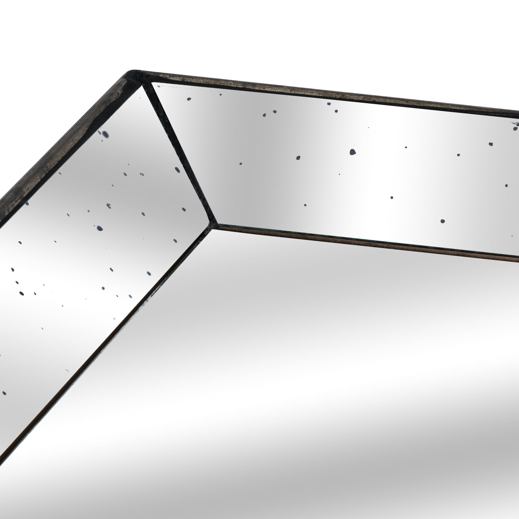 Astor Distressed Mirrored Square Tray W/Wooden Detailing Lge_1345