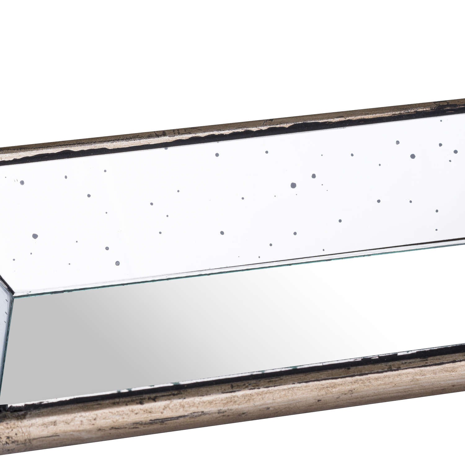 Astor Distressed Mirrored Tray With Wooden Detailing_1343