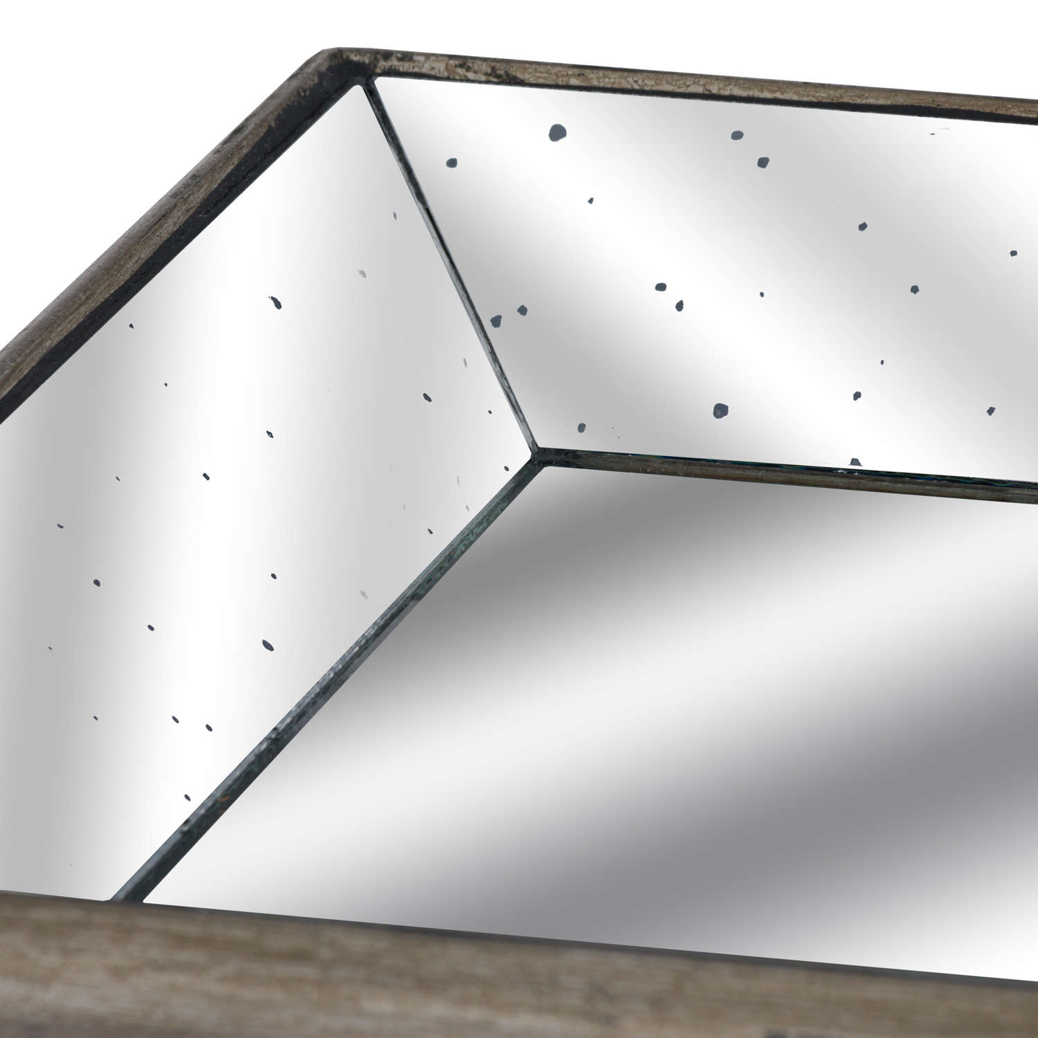 Astor Distressed Mirrored Tray With Wooden Detailing_1349