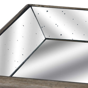 Astor Distressed Mirrored Tray With Wooden Detailing_1349