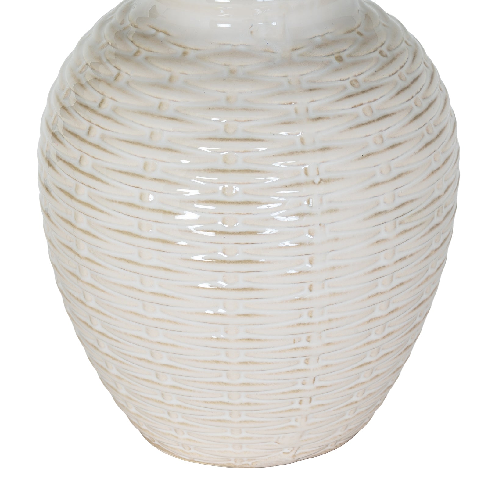 Basketweave Ceramic Table Lamp With Linen Shade_734