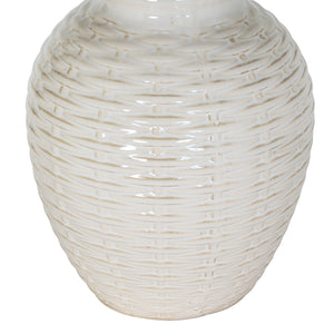 Basketweave Ceramic Table Lamp With Linen Shade_734