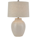 Basketweave Ceramic Table Lamp With Linen Shade_732