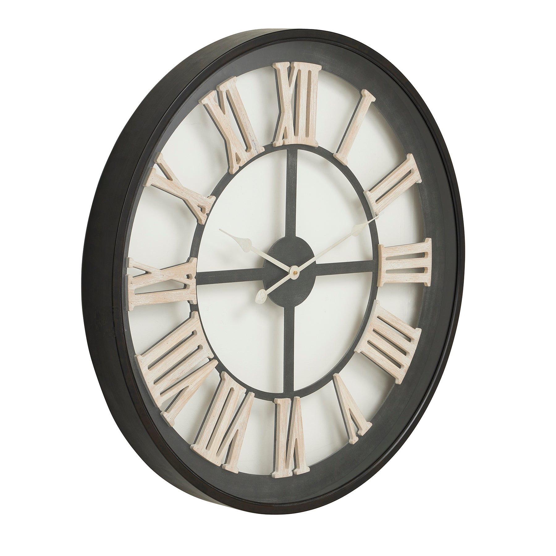 Black Framed Skeleton Clock With White Roman Numerals [cid:21070]