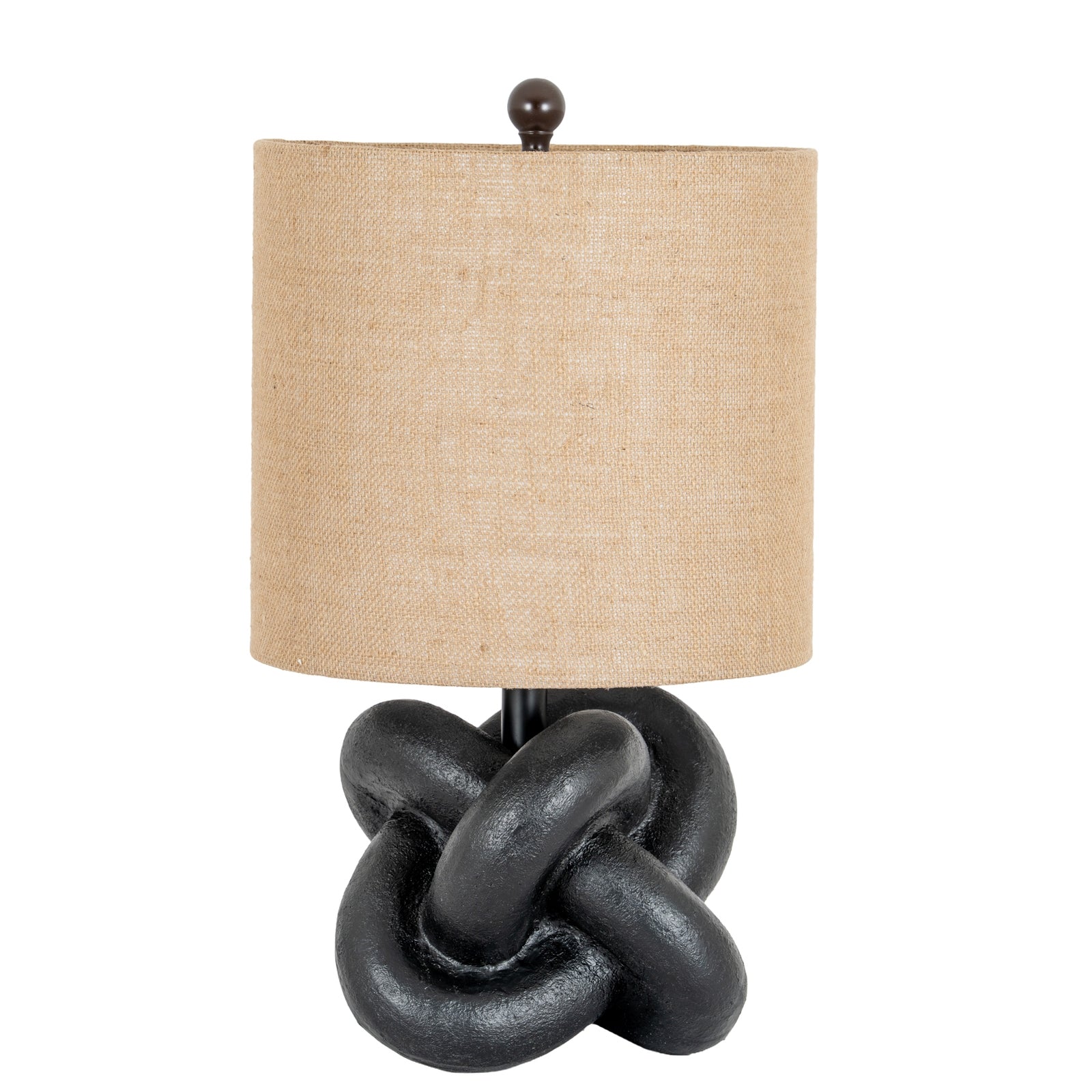 Black Knot Table Lamp With Hessian Shade [cid:24681]