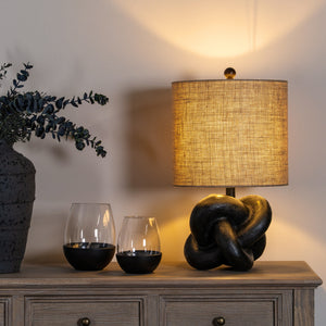 Black Knot Table Lamp With Hessian Shade [cid:24681-a]