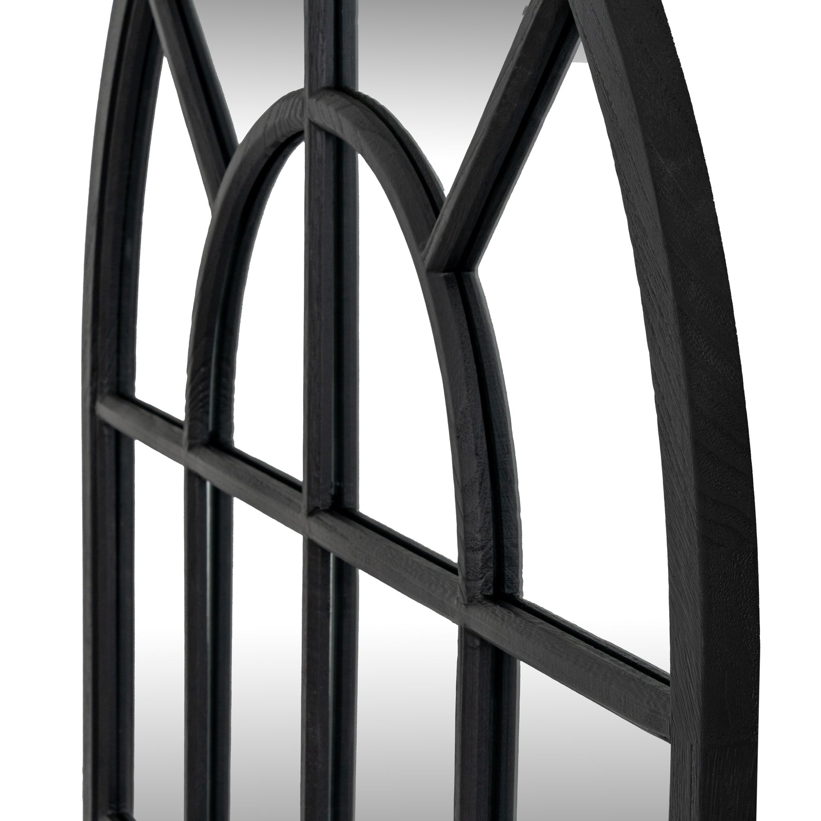 Black Wood Arched Window Mirror_4110