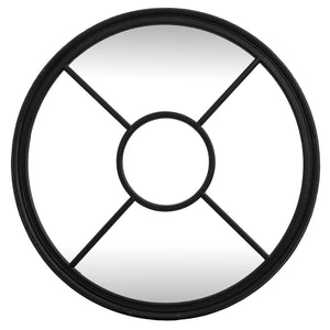 Black Wood Round Window Mirror_4119