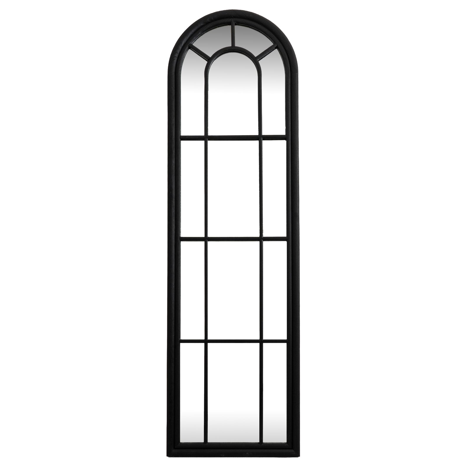 Black Wood Tall Arched Window Mirror_4123