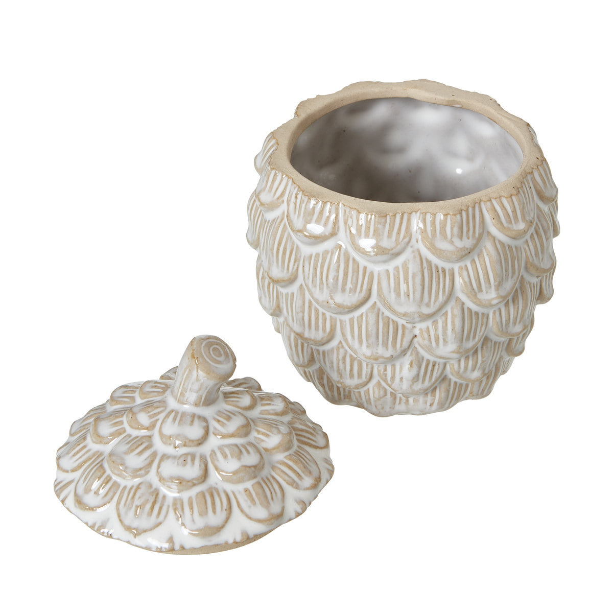 Ceramic Pine Cone Trinket Dish With Lid_2512