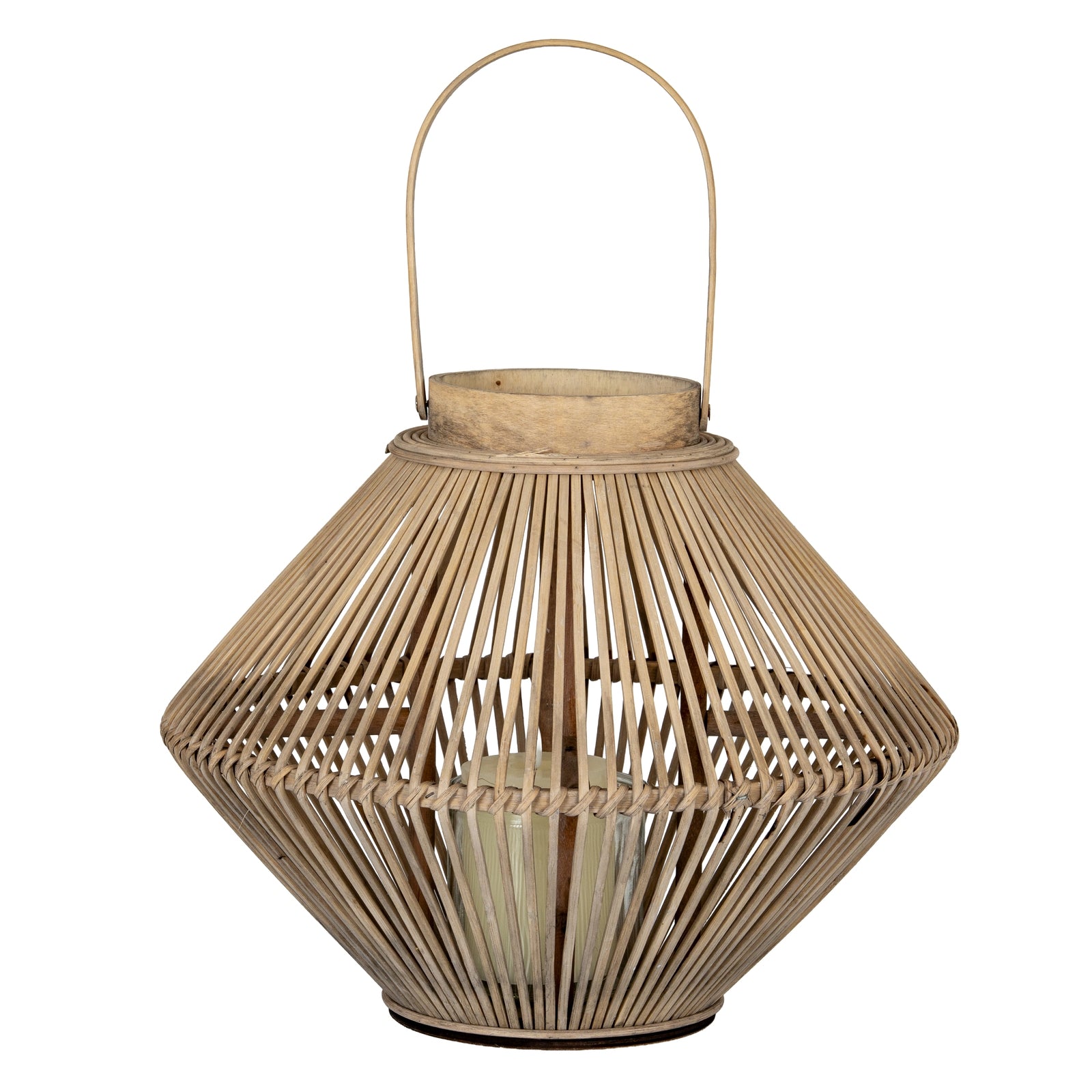 Cone Wicker Lantern With Glass Holder_760