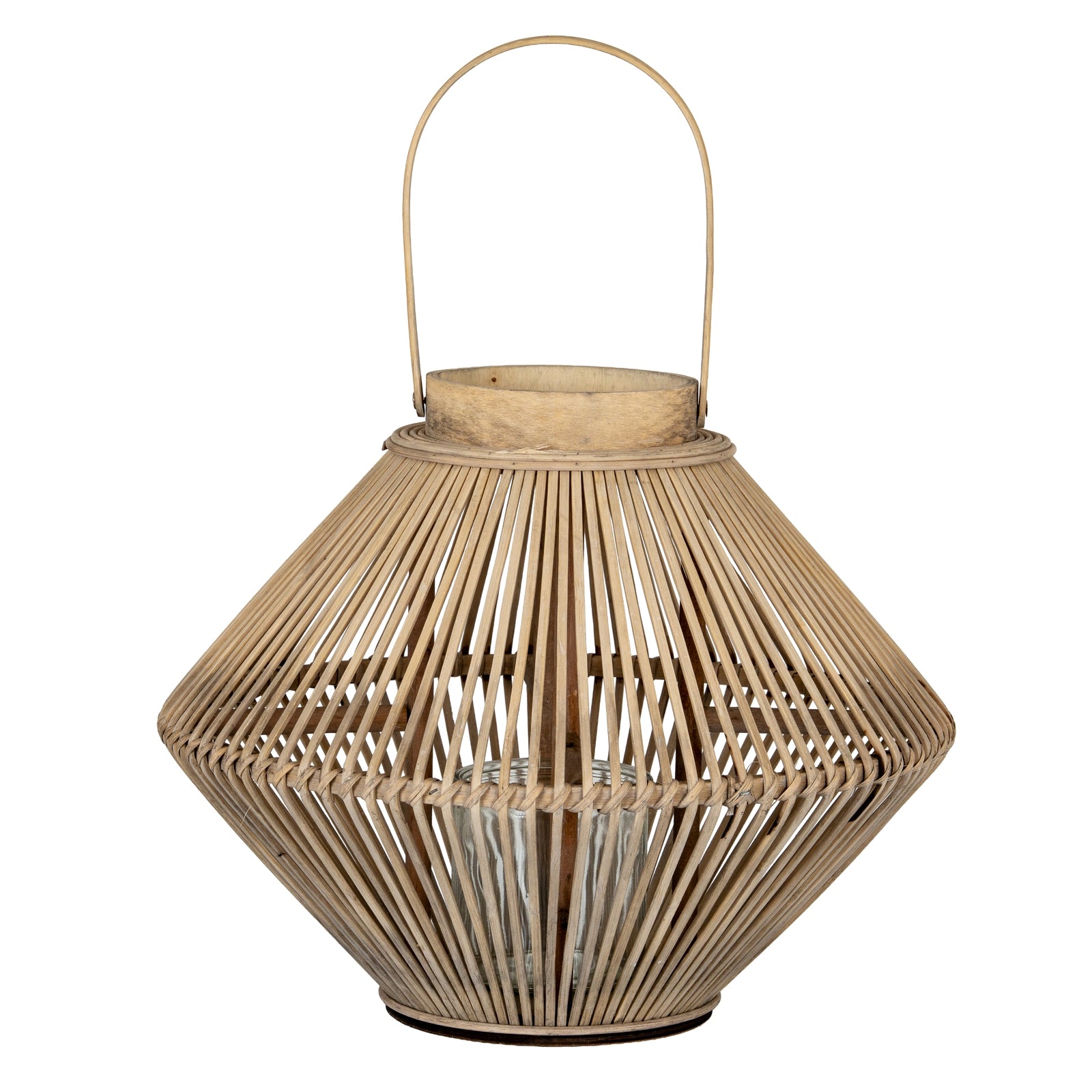 Cone Wicker Lantern With Glass Holder_759