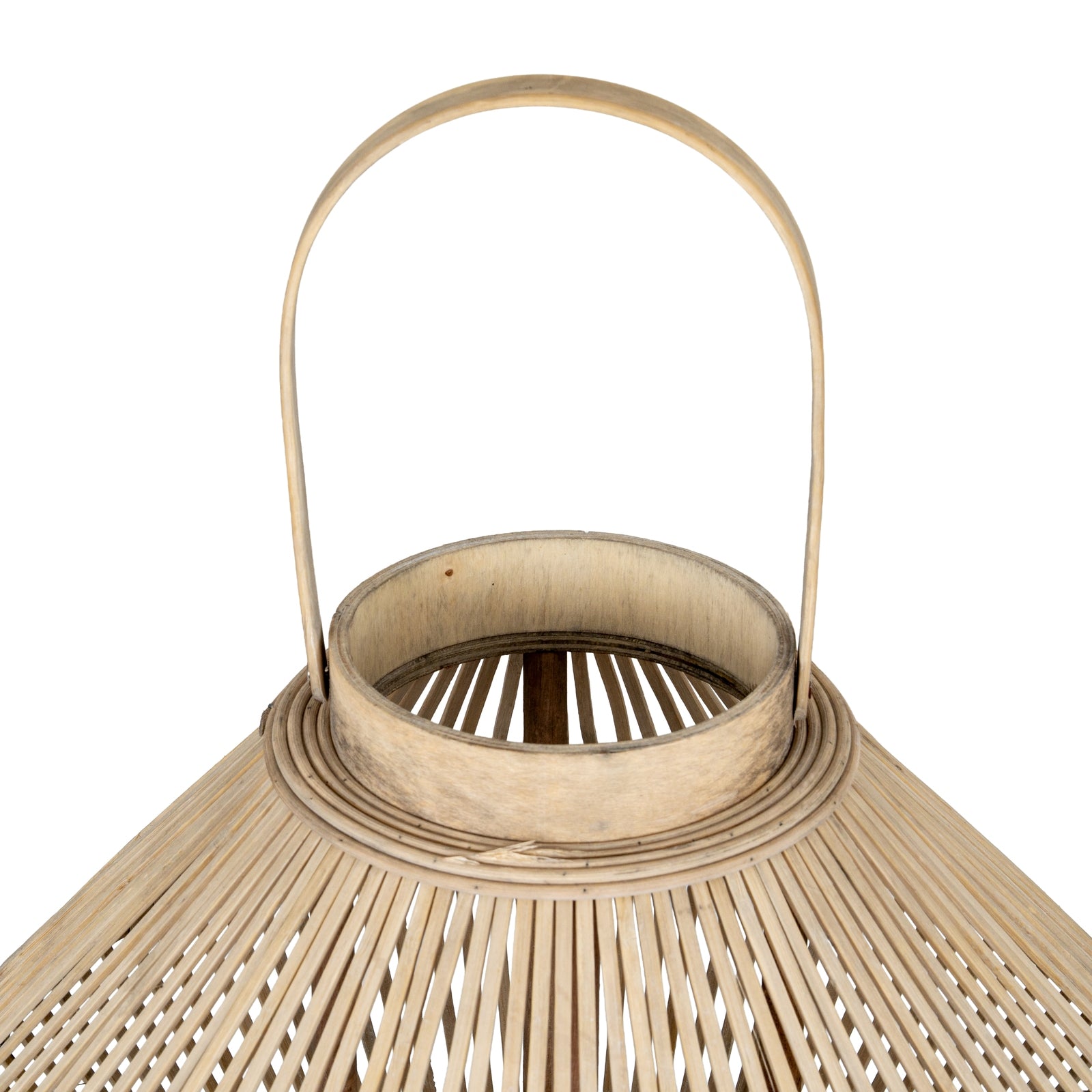 Cone Wicker Lantern With Glass Holder_761