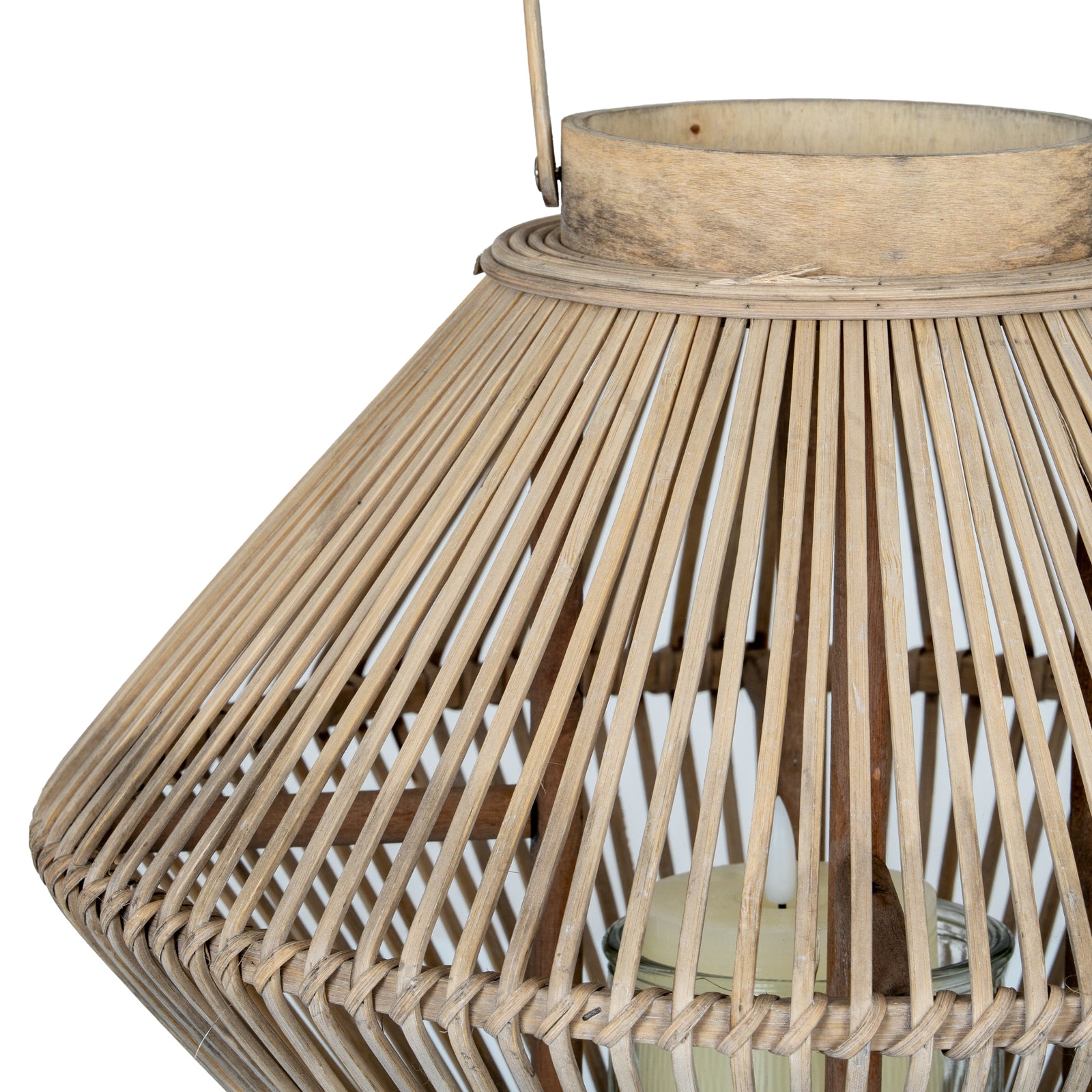 Cone Wicker Lantern With Glass Holder_762