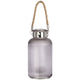 Frosted Grey Glass Lantern with Rope Detail and LED_787