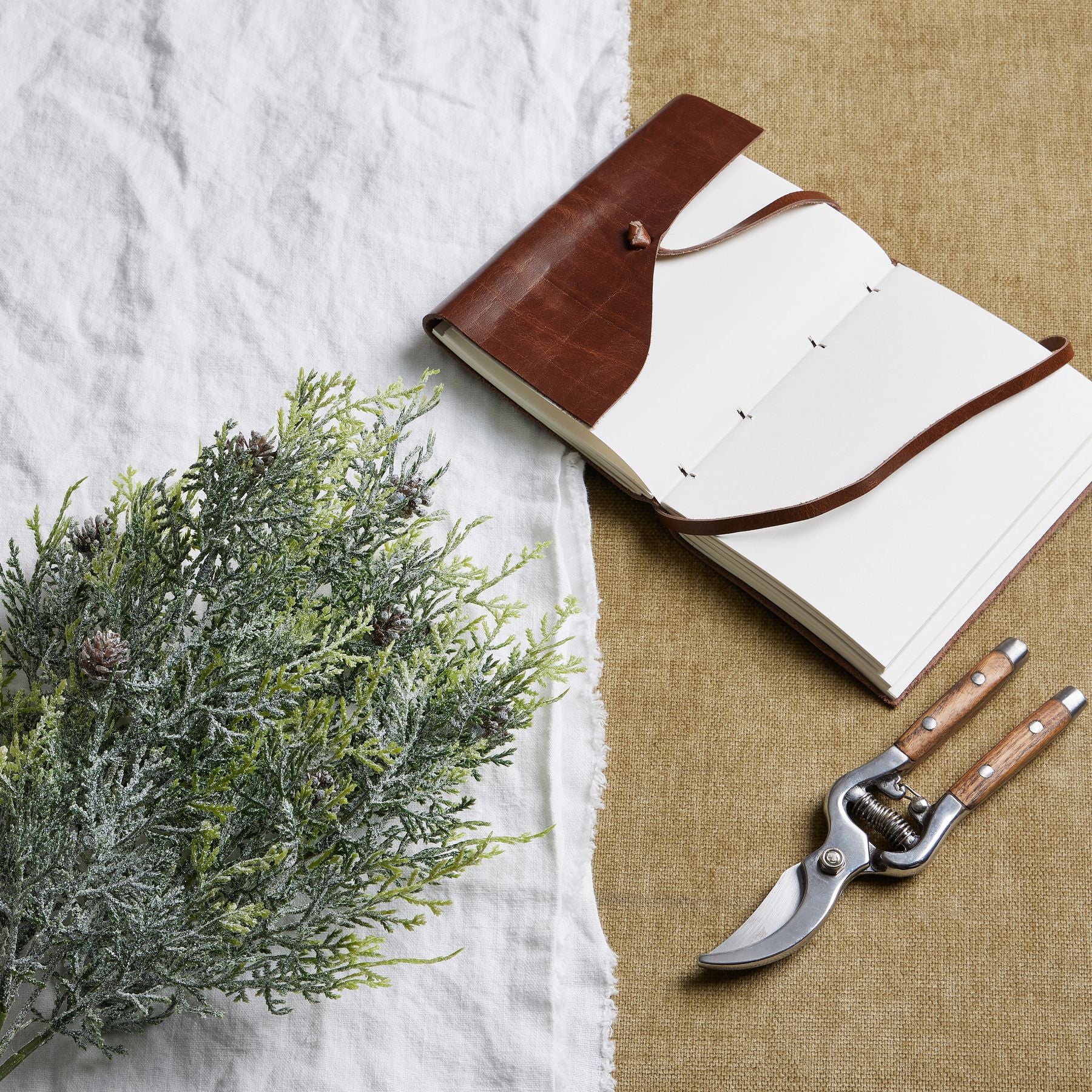 Frosted Pine Spray Stem With Pinecones_4850