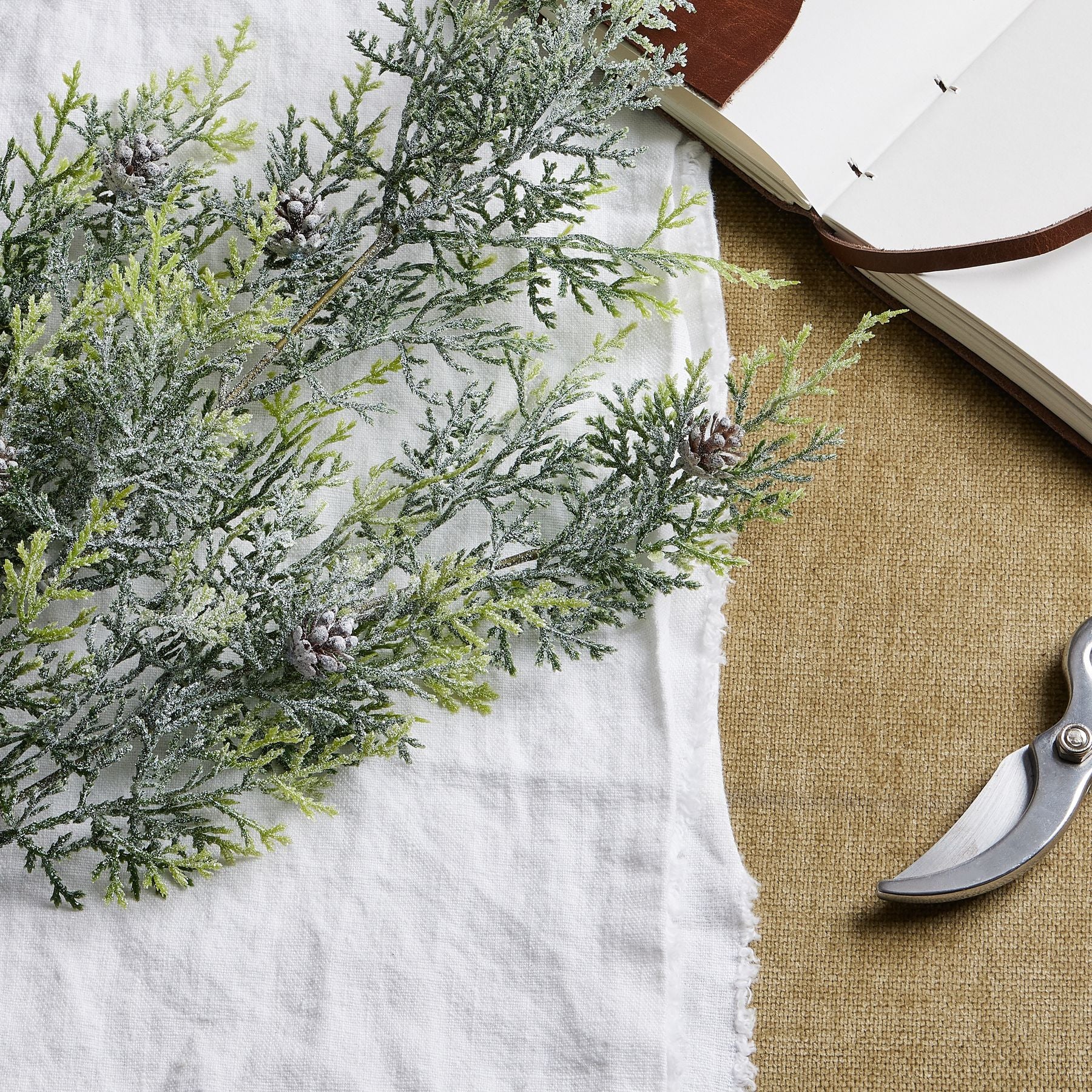 Frosted Pine Tall Stem With Pinecones_4855