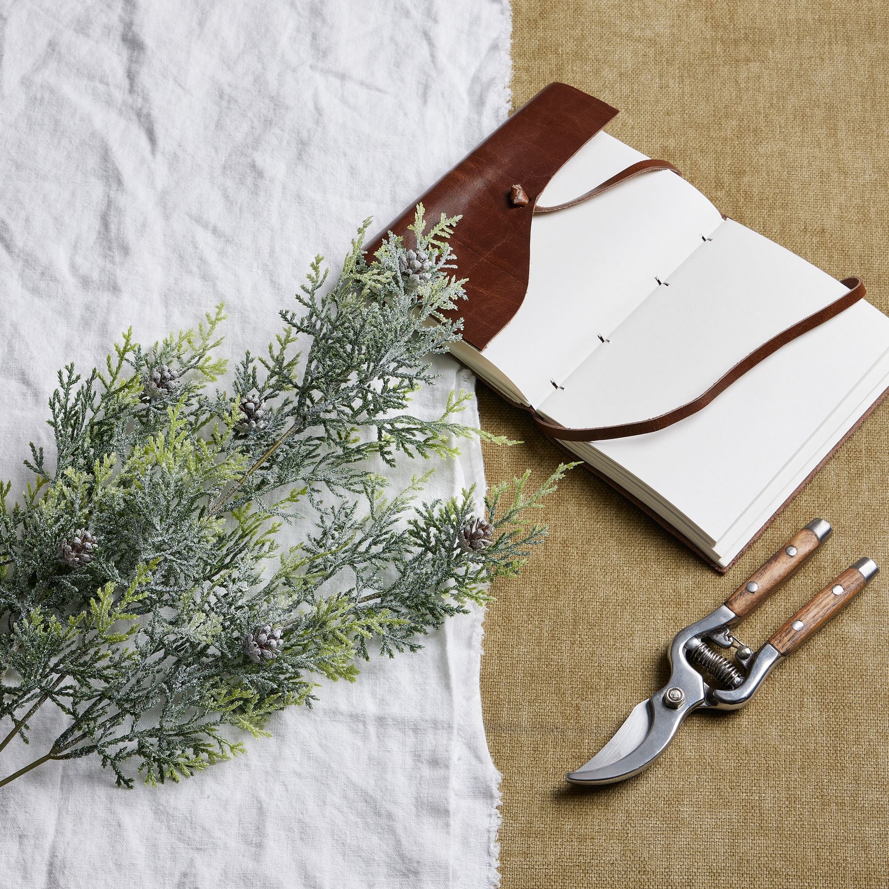 Frosted Pine Tall Stem With Pinecones_4854