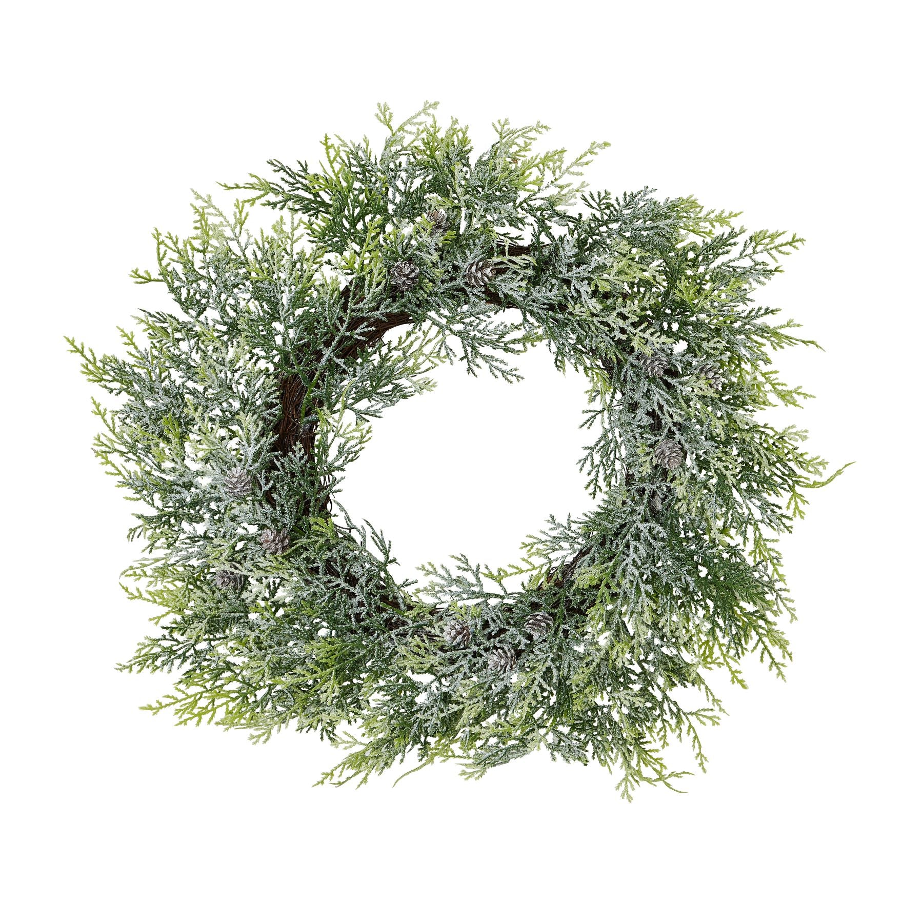 Frosted Pine Wreath With Pinecones_4858