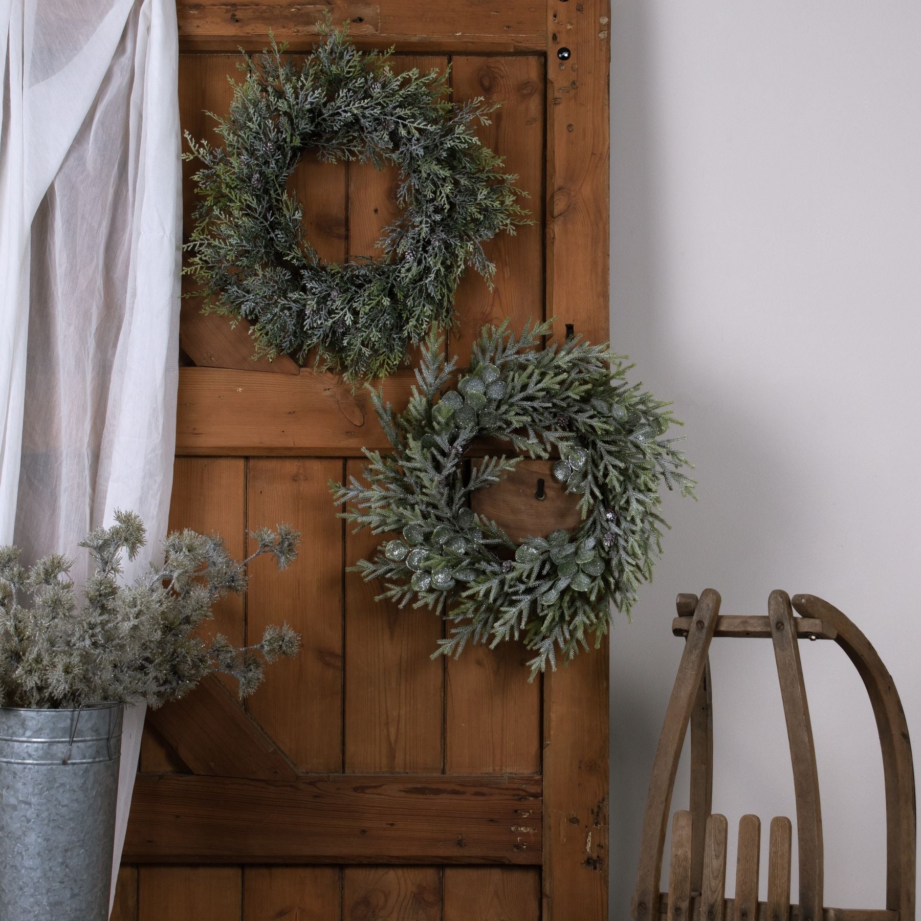 Frosted Pine Wreath With Pinecones_4860