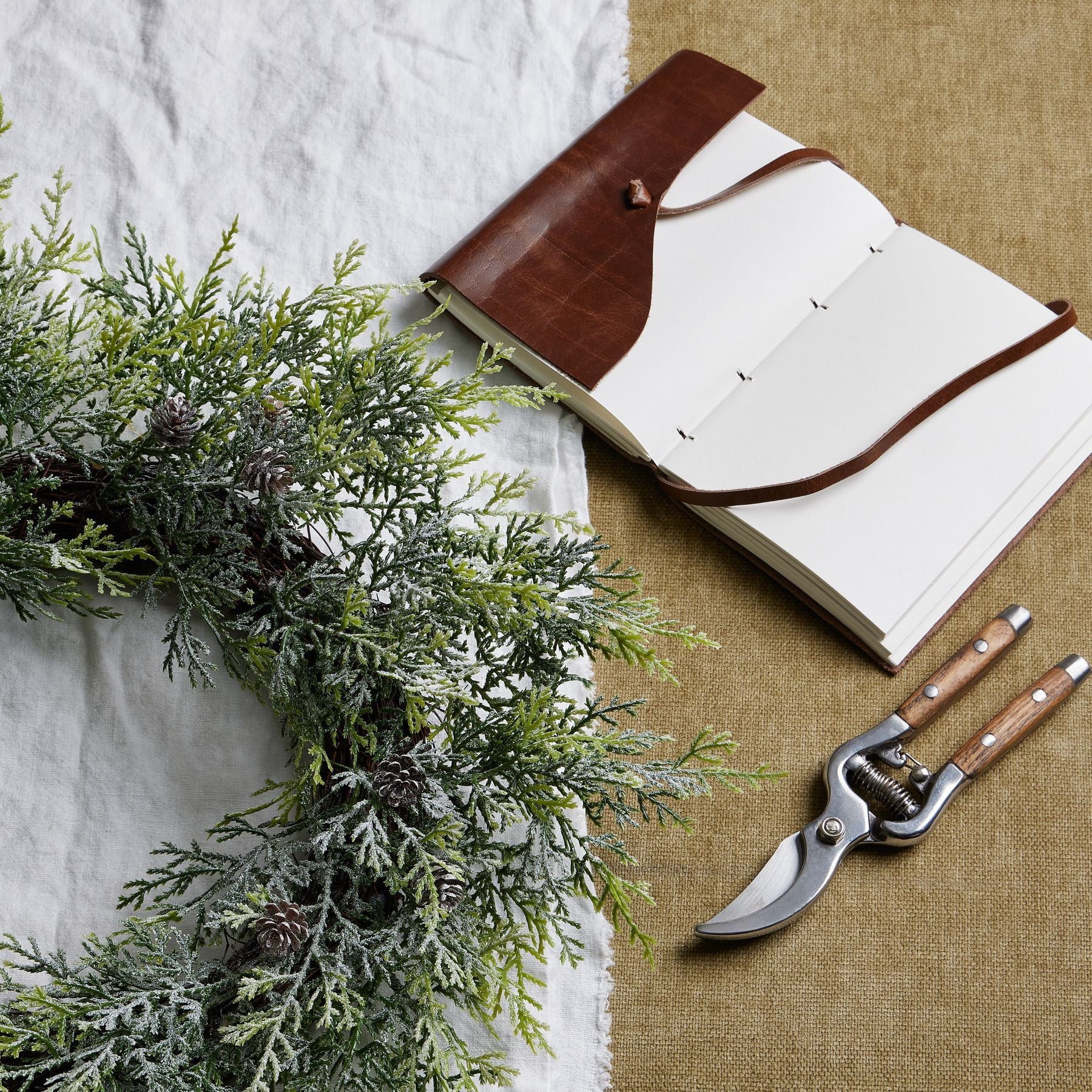 Frosted Pine Wreath With Pinecones_4862