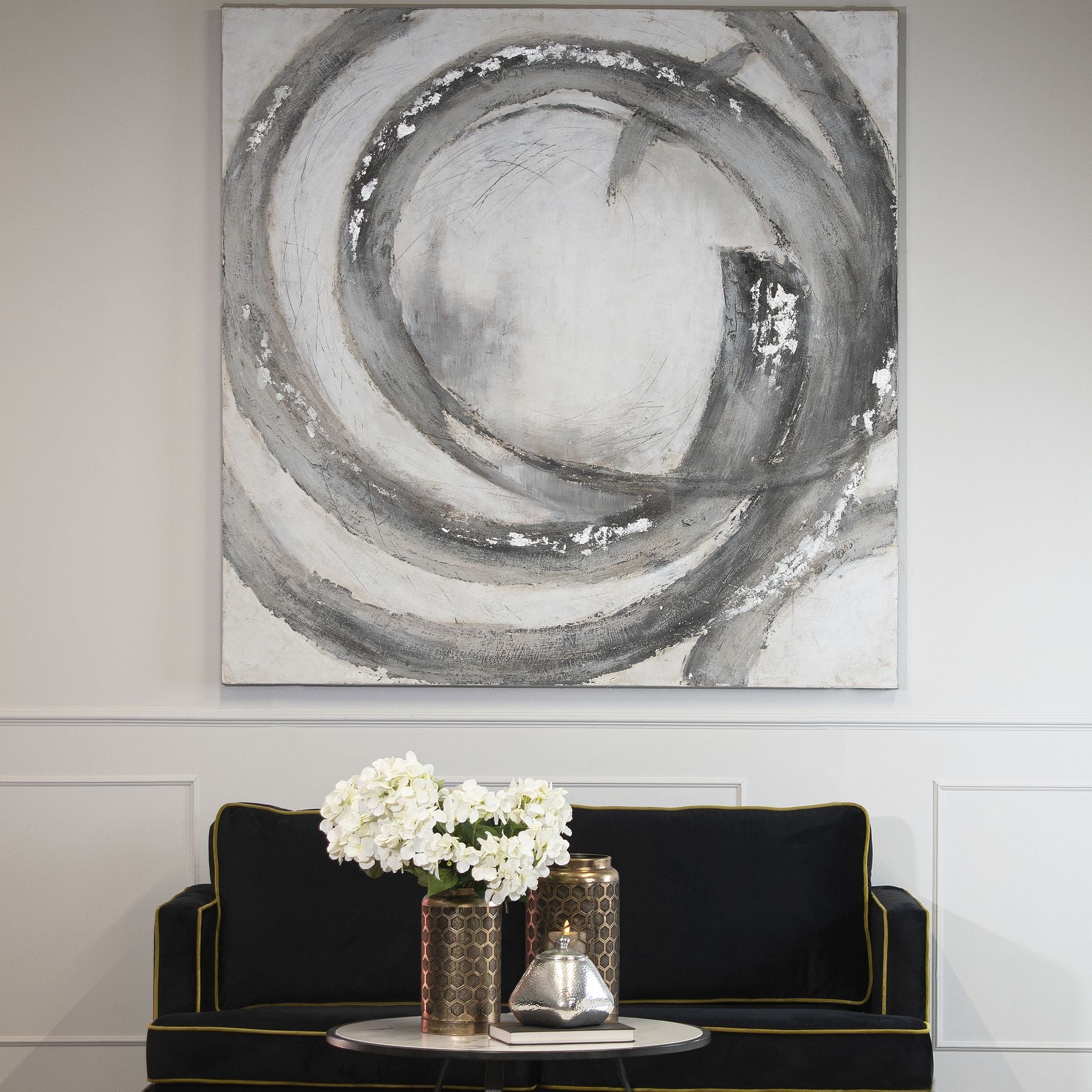 Galaxy Silver And Grey Hand Painted Canvas_3834