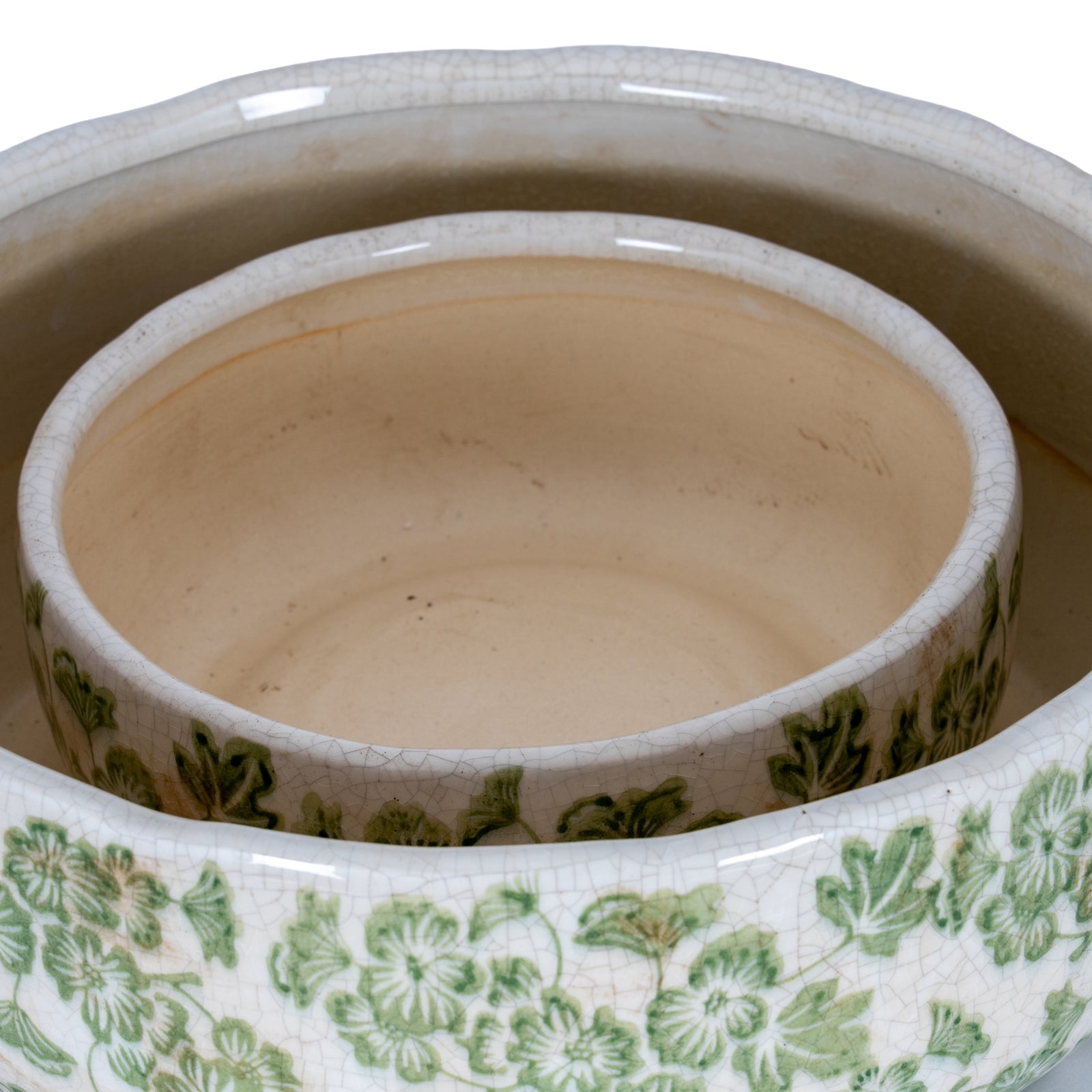 Large Green Clover Ceramic Bowl Pot [cid:24738-c]