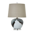 Grey Glass Table Lamp With Linen Shade_815