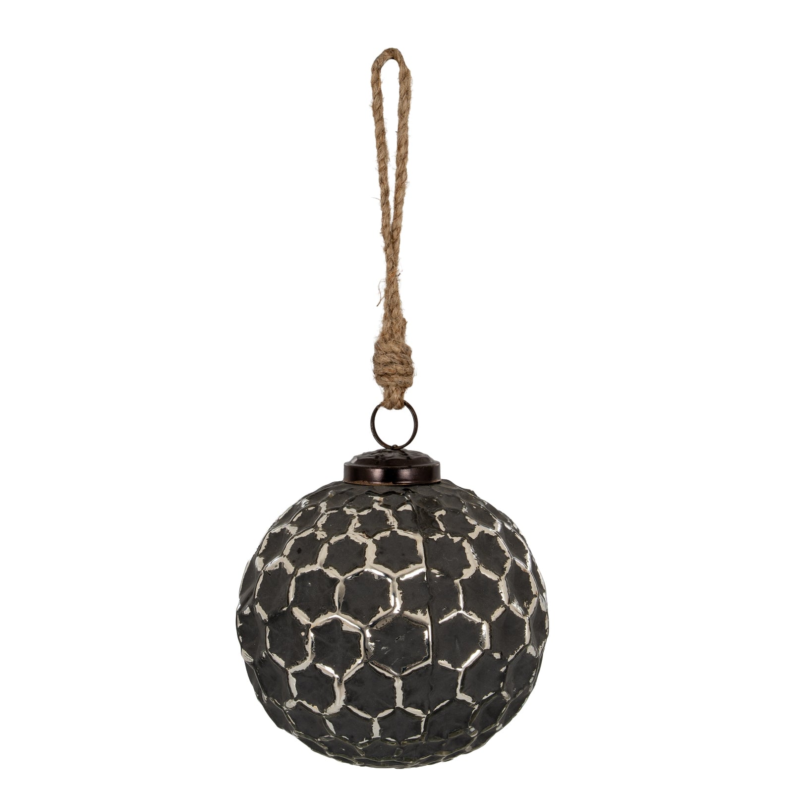 Grey Metallic Collection Large Honey Combe Bauble_1782