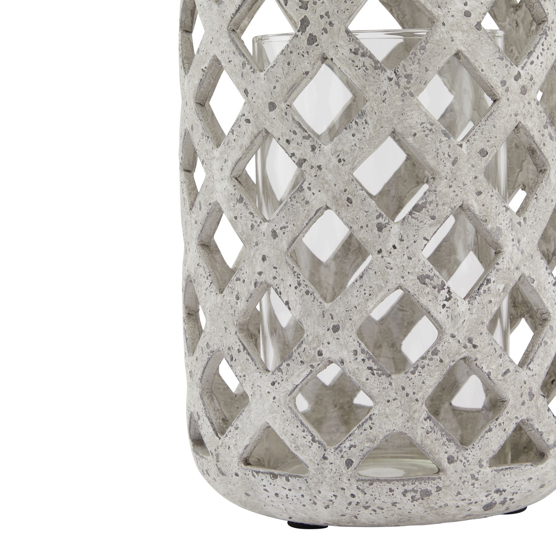 Grey Stone Effect Hurricane Lantern_827
