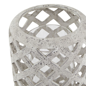 Grey Stone Effect Hurricane Lantern_873
